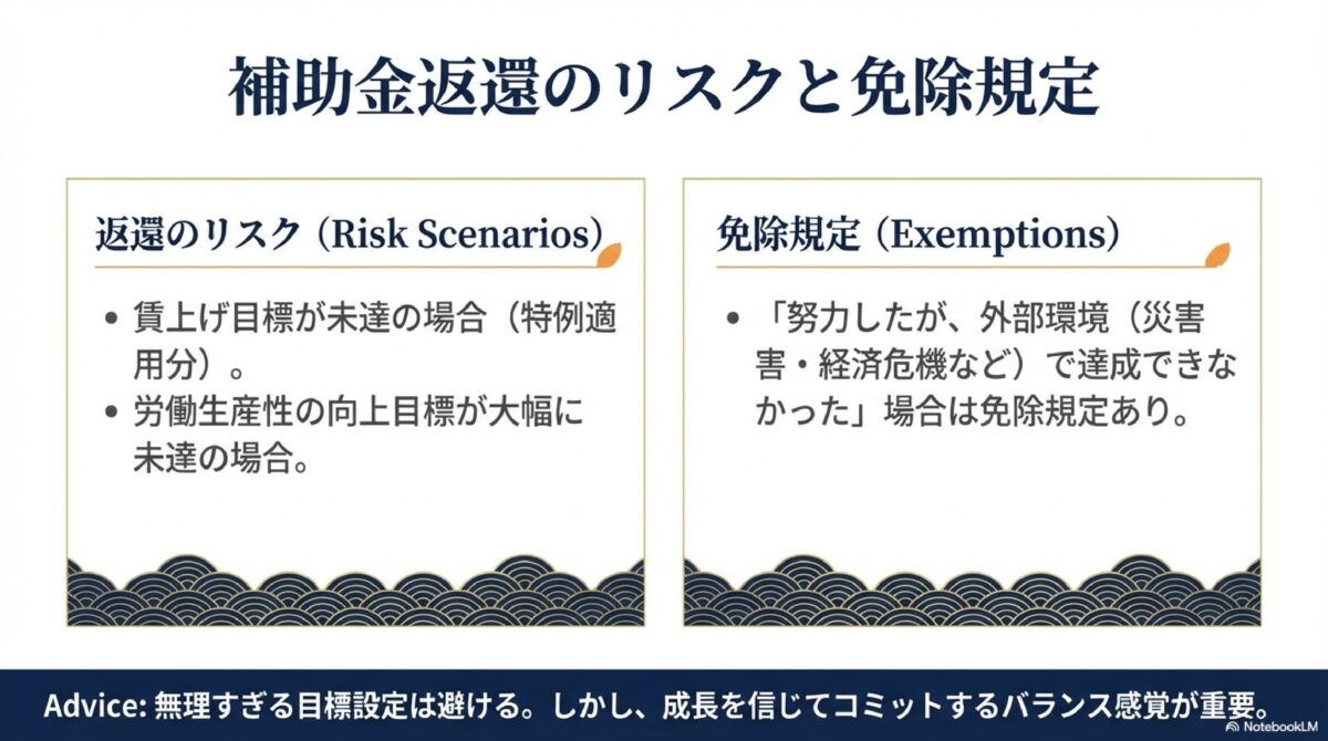 補助金返還のリスクと免除規定