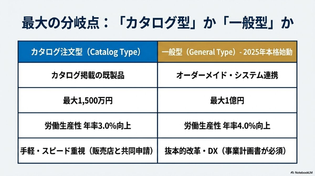 最大の分岐点：「カタログ型」か「一般型」か