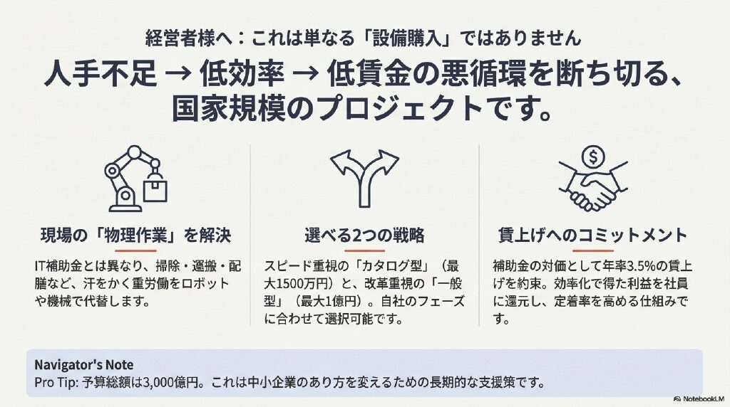 人手不足→低効率→低賃金の悪循環を断ち切る、国家規模のプロジェクト