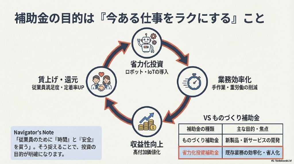 補助金の目的は「今ある仕事をラクにする」こと